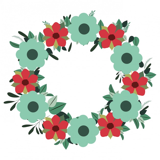 frame of pretty flowers isolated icon