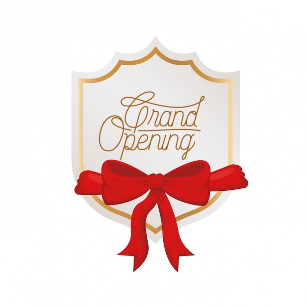 Frame and ribbon with label grand opening