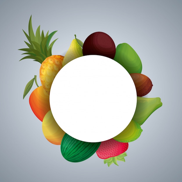 Vector frame rond met vers fruit