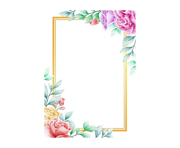 Frame rose flower bouquet watercolor