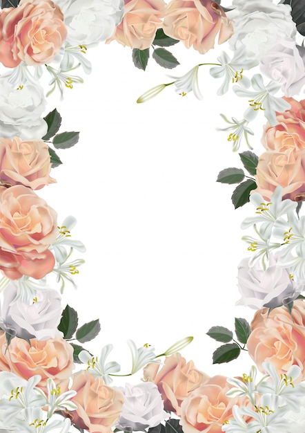 Vector frame rozen realistische illustratie