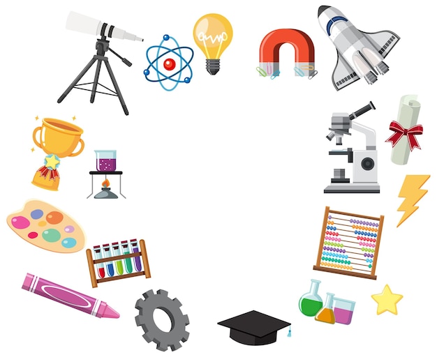 Vector frame of school items and stationeries