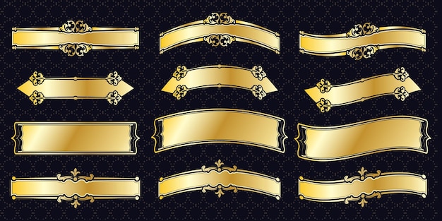 рамка набор границы витиеватый старинный золотой классический декоративный античный элемент графика баннер украшение