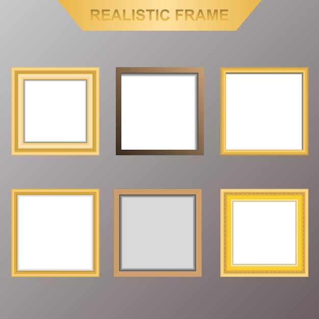 Vector frame set golden ,  illustration realistic