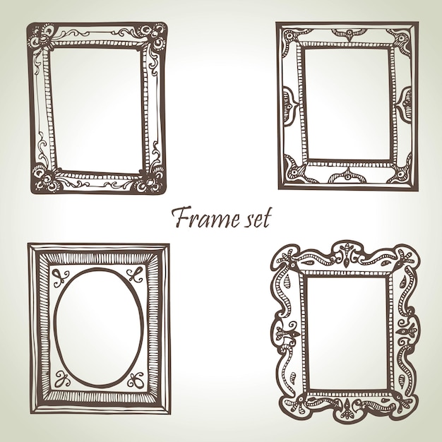 Vector frame set. hand drawn illustrations