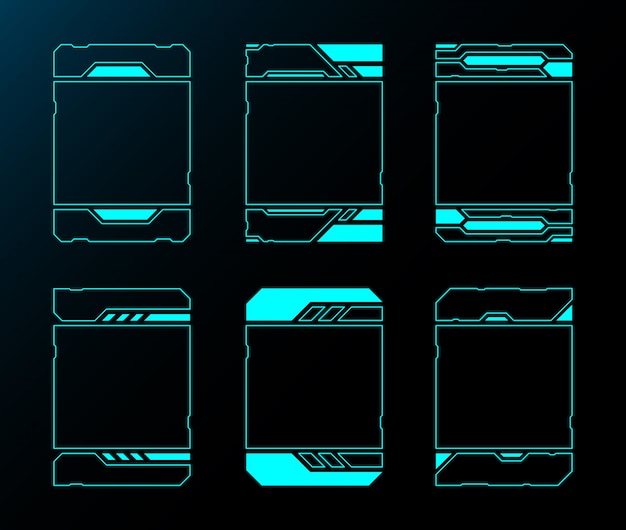 Vector frame set technology abstract border future interface hud