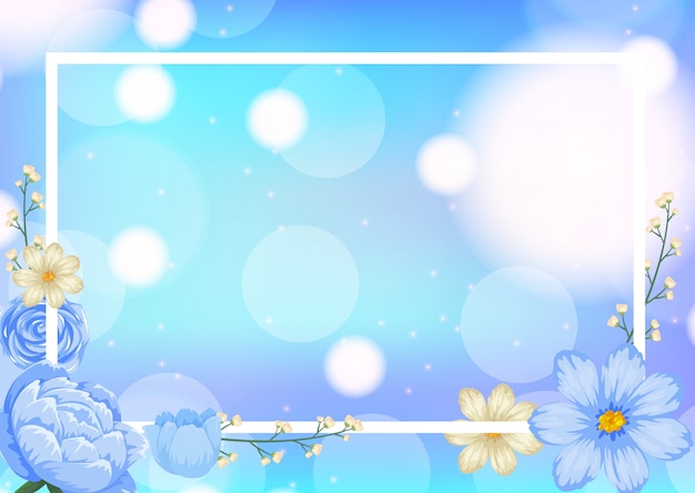 Frame template with blue flowers