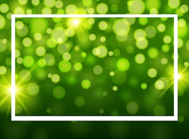 Vector frame template with bright light on green