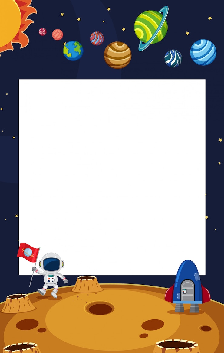 Vector frame template with space theme
