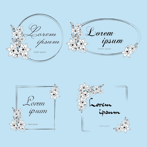 Vector frame templates with flowers