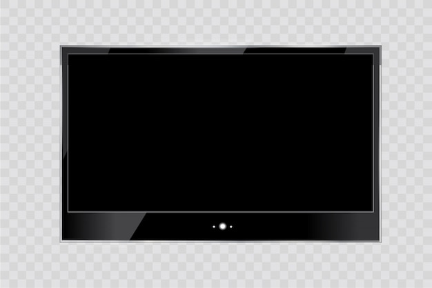 Vettore cornice della tv. svuoti il monitor principale del computer o della cornice nera isolato su uno sfondo trasparente. schermo vuoto lcd, plasma, pannello o tv per il vostro disegno