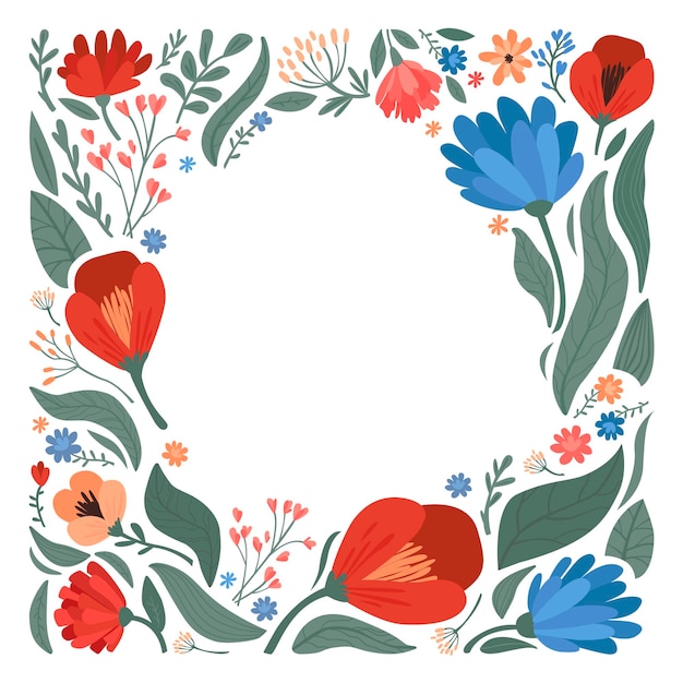 Frame van bloemen en bladeren Moderne vectorillustratie