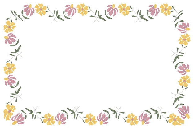 Vector frame van bloemen romantische sieraad roze gele bloemen kopiëren ruimte vectorillustratie