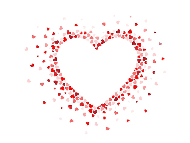 Vector frame van kleine verspreide harten, confetti hart, valentijn. plaats voor tekst.