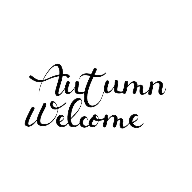 Vector frame van stijlvolle elementen: welkom herfstletters en dubbel takje. schets voor bloemen rustieke eco decoratie herfst feest, wenskaart of banner. hand getrokken symbolen op witte achtergrond.