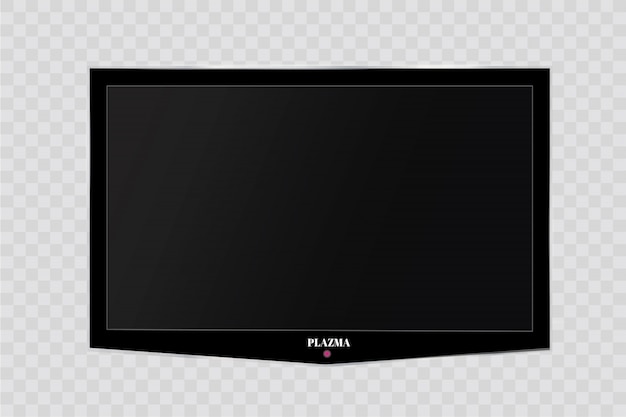 Vector frame van tv. lege led monitor van computer of zwarte fotolijst geïsoleerd op een transparante achtergrond. leeg scherm lcd, plasma, paneel of tv voor uw ontwerp