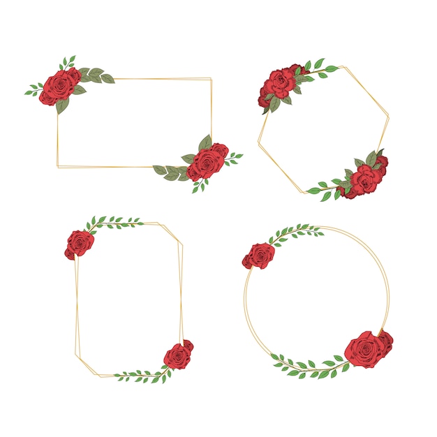 Frame vector set with roses