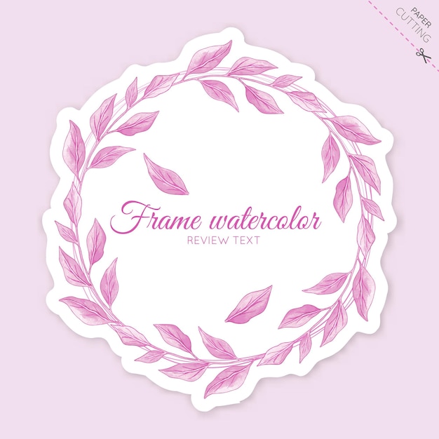 Frame watercolor pink leaf template