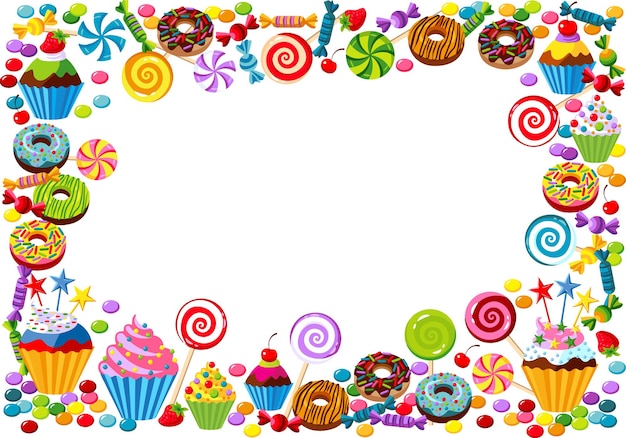 frame with balloons and candy vector