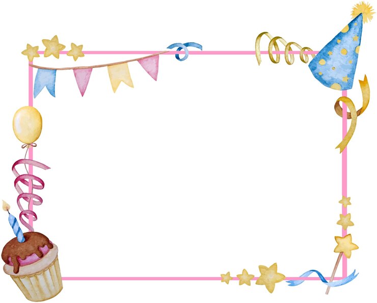 Vector frame with birthday cupcake ribbons and flags vector