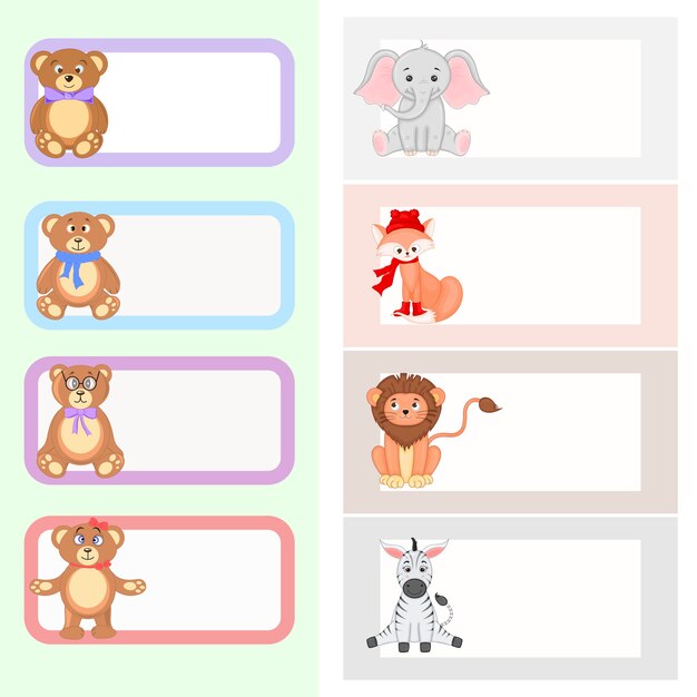 Vector frame with cartoon animals, illustration of cute animals