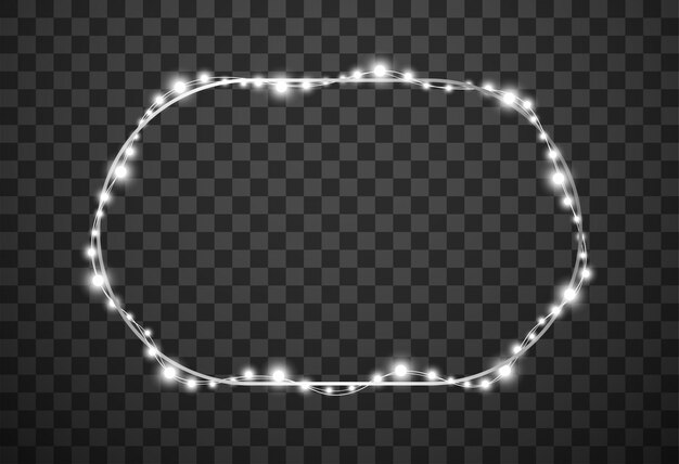 Frame with christmas lights isolated on transparent background