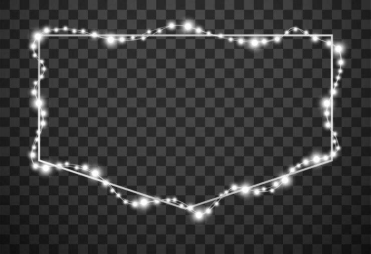 Vector frame with christmas lights isolated on transparent background