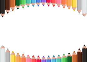 Vettore cornice con sfondo di matite colorate per annunci di bambini foto coupon certificato di diploma