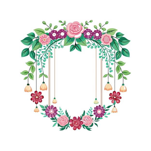 frame with flower vector illustration