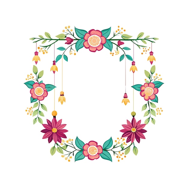 frame with flower vector illustration