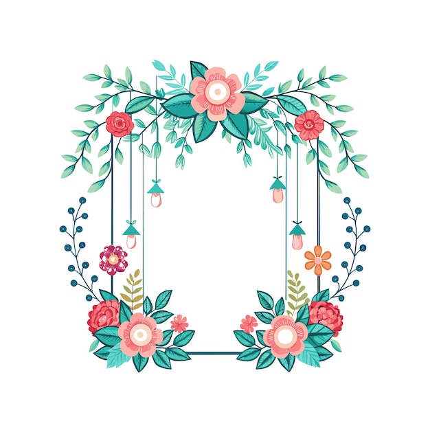 frame with flower vector illustration