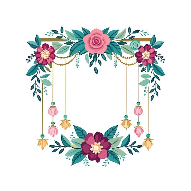 frame with flower vector illustration