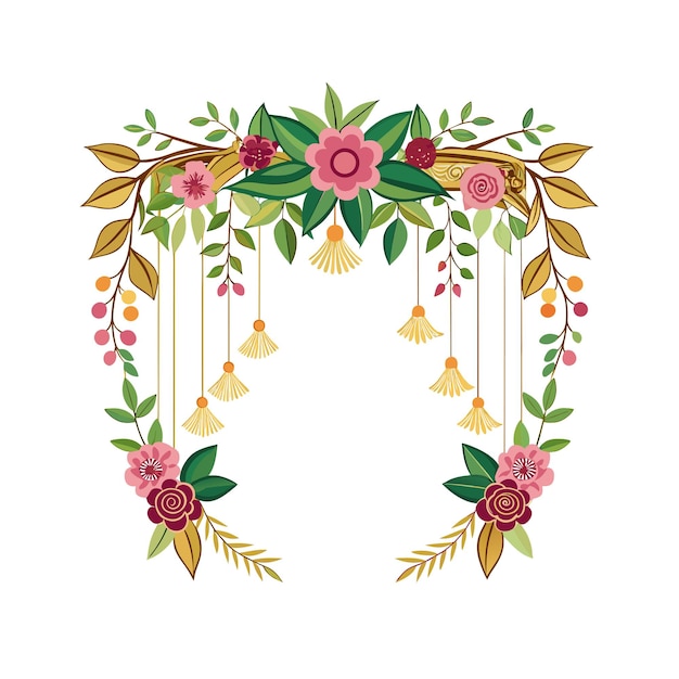 frame with flower vector illustration