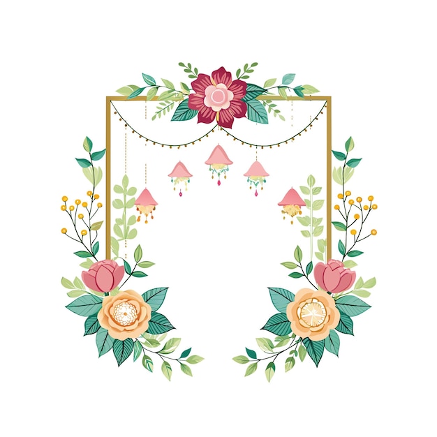 frame with flower vector illustration