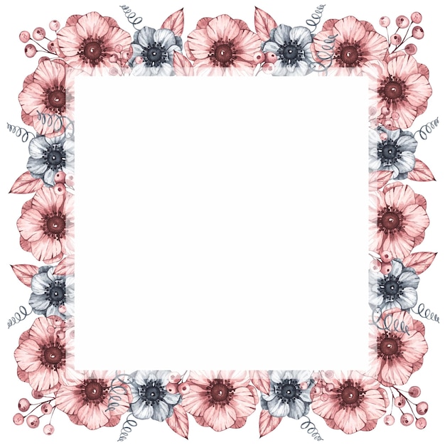 Vector frame with flowers and berries