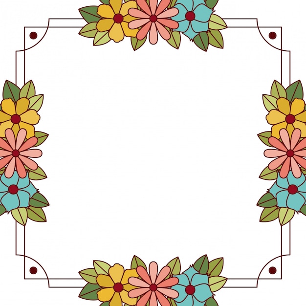 Frame with flowers isolated icon
