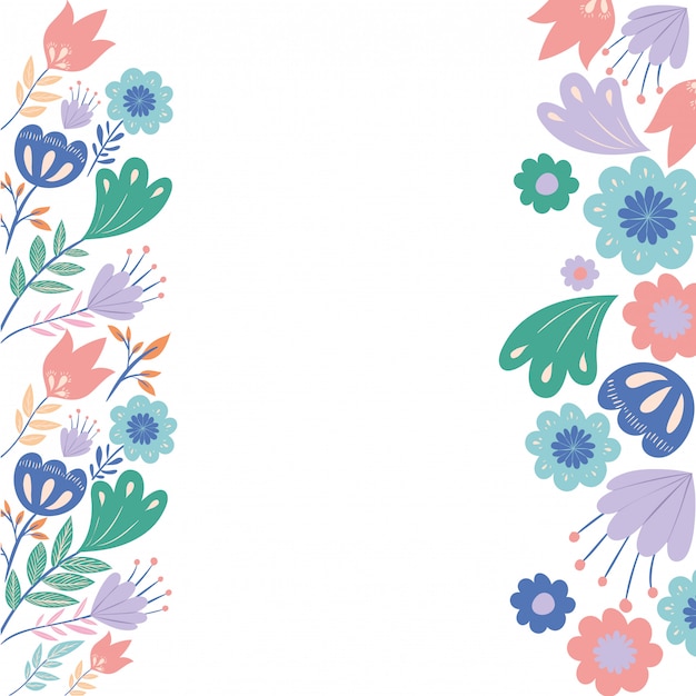 Vector frame with flowers and leafs icon