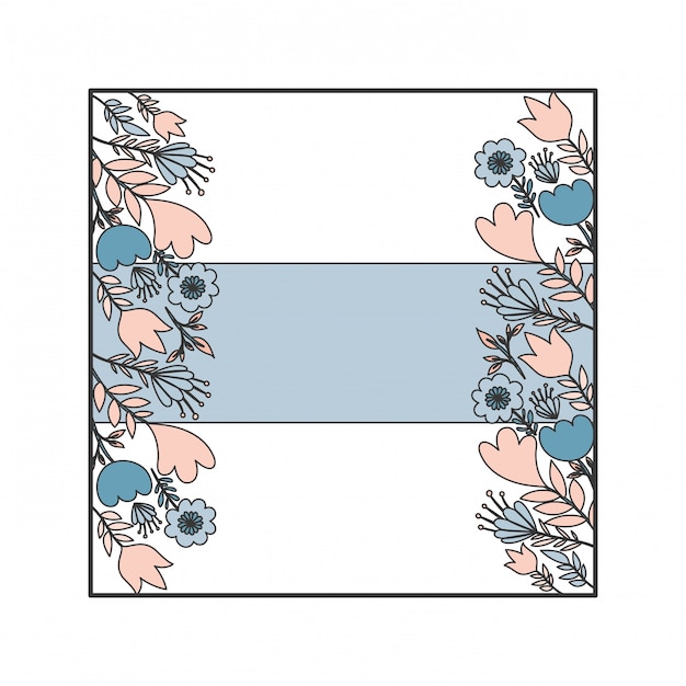 Frame with flowers and leafs icon