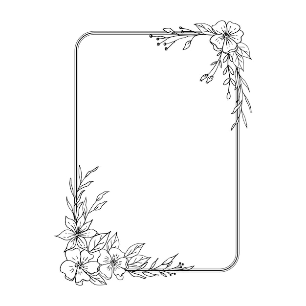 A frame with flowers and leaves.