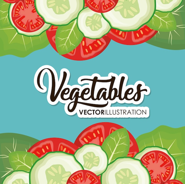 Vector frame with healthy vegetables