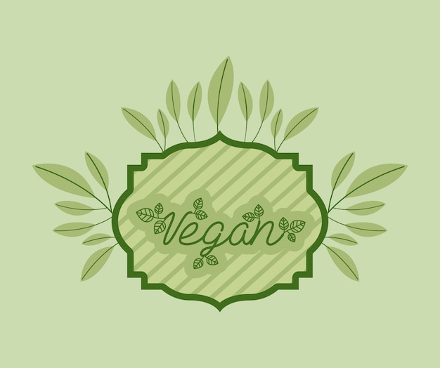Вектор Рама с листьями вегетарианской пищи