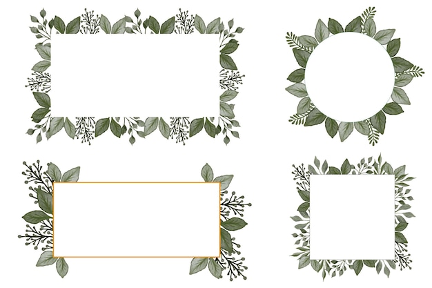 Vector frame with leaves border collection