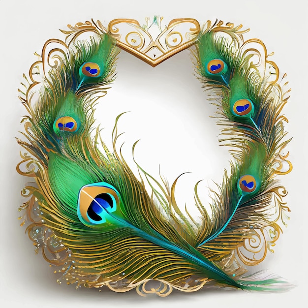 Vector frame with peacock feathers