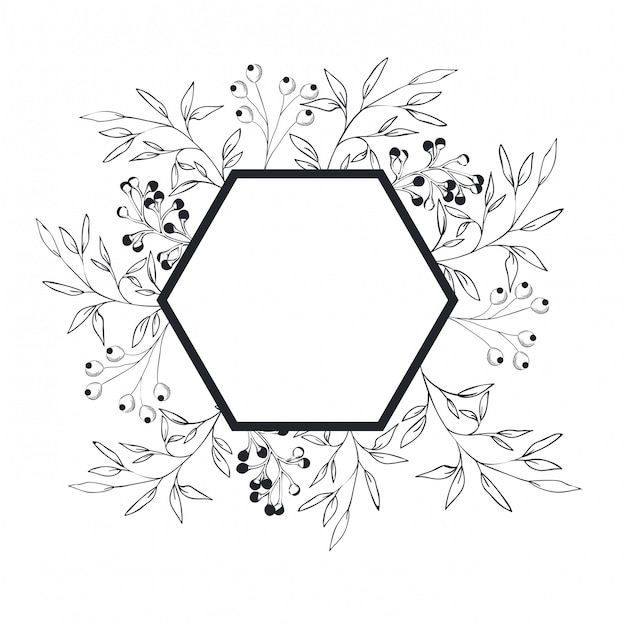 Frame with plants and herbs isolated icon