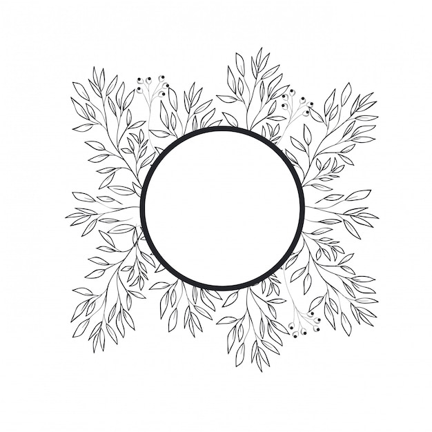 Frame with plants and herbs isolated icon