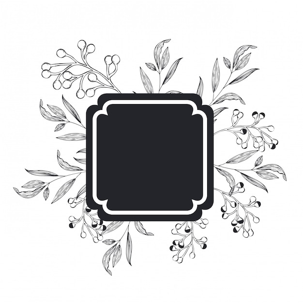 Frame with plants and herbs isolated icon