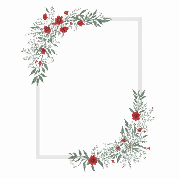 Vector a frame with red flowers and leaves