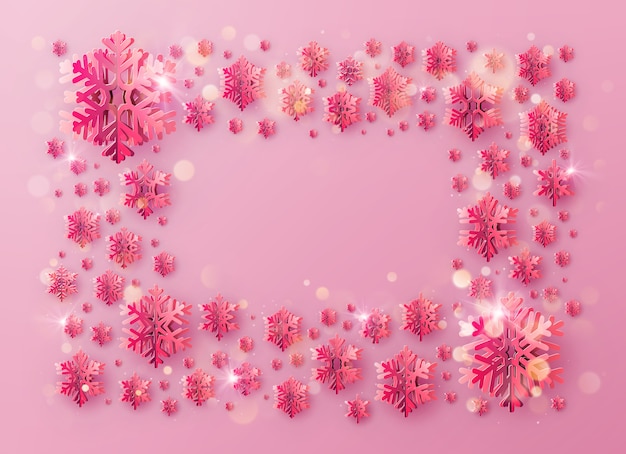 Frame with snowflakes in paper art style