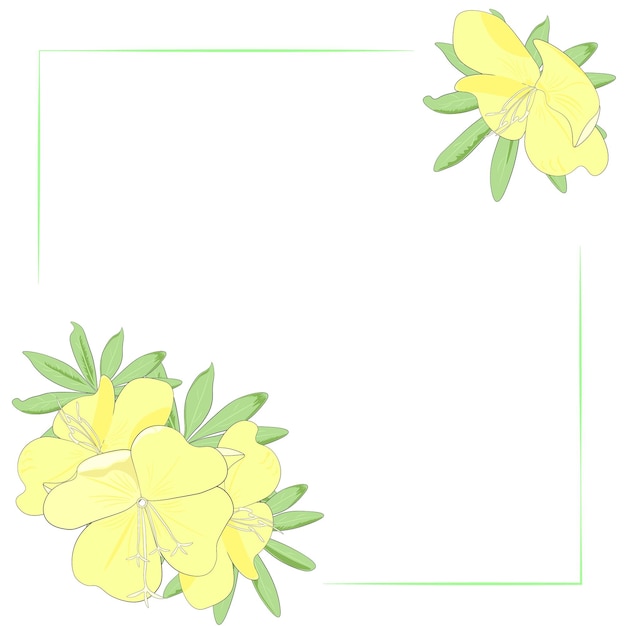 Frame with yellow flowers and leaves