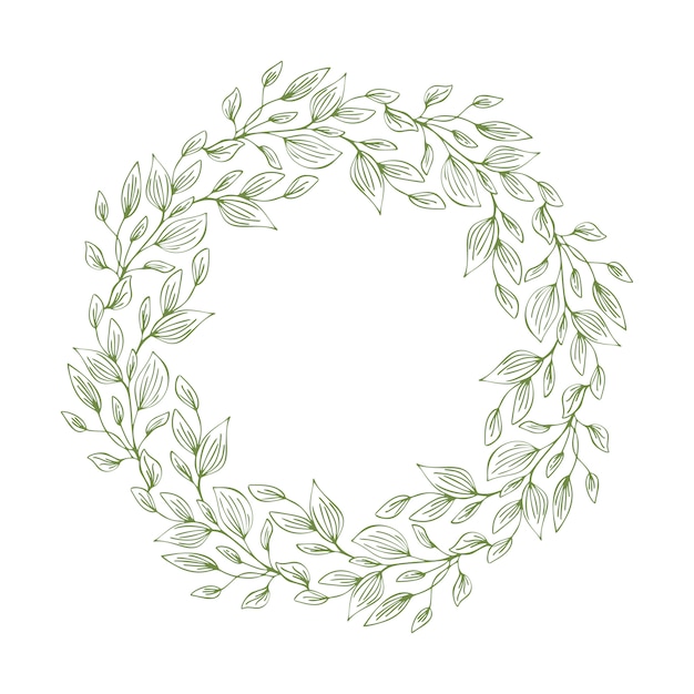 Vector frame of wreath with leaves and branches